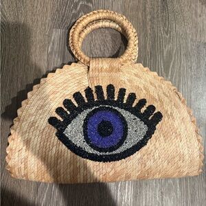 Handcrafted Tan Eye Design Women Bag